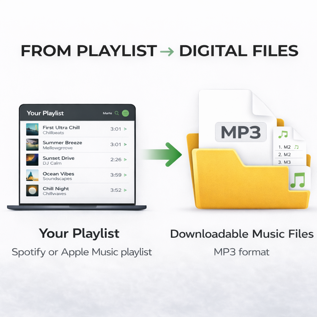 Playlist to Digital Files – Convert Spotify or Apple Music Playlist to MP3 or WAV (Download)